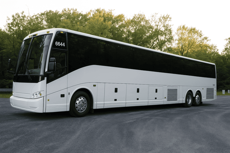 exterior of White Plains Charter Bus coach bus