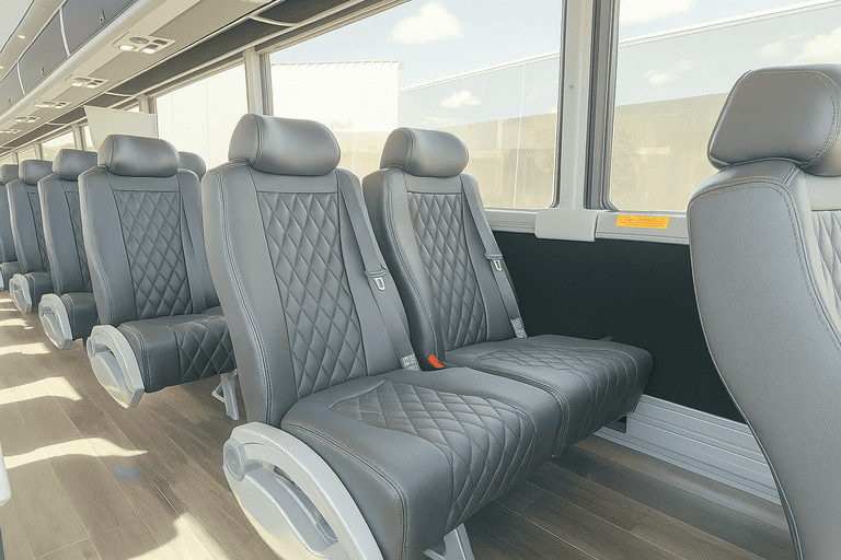 interior of White Plains Charter Bus charter bus